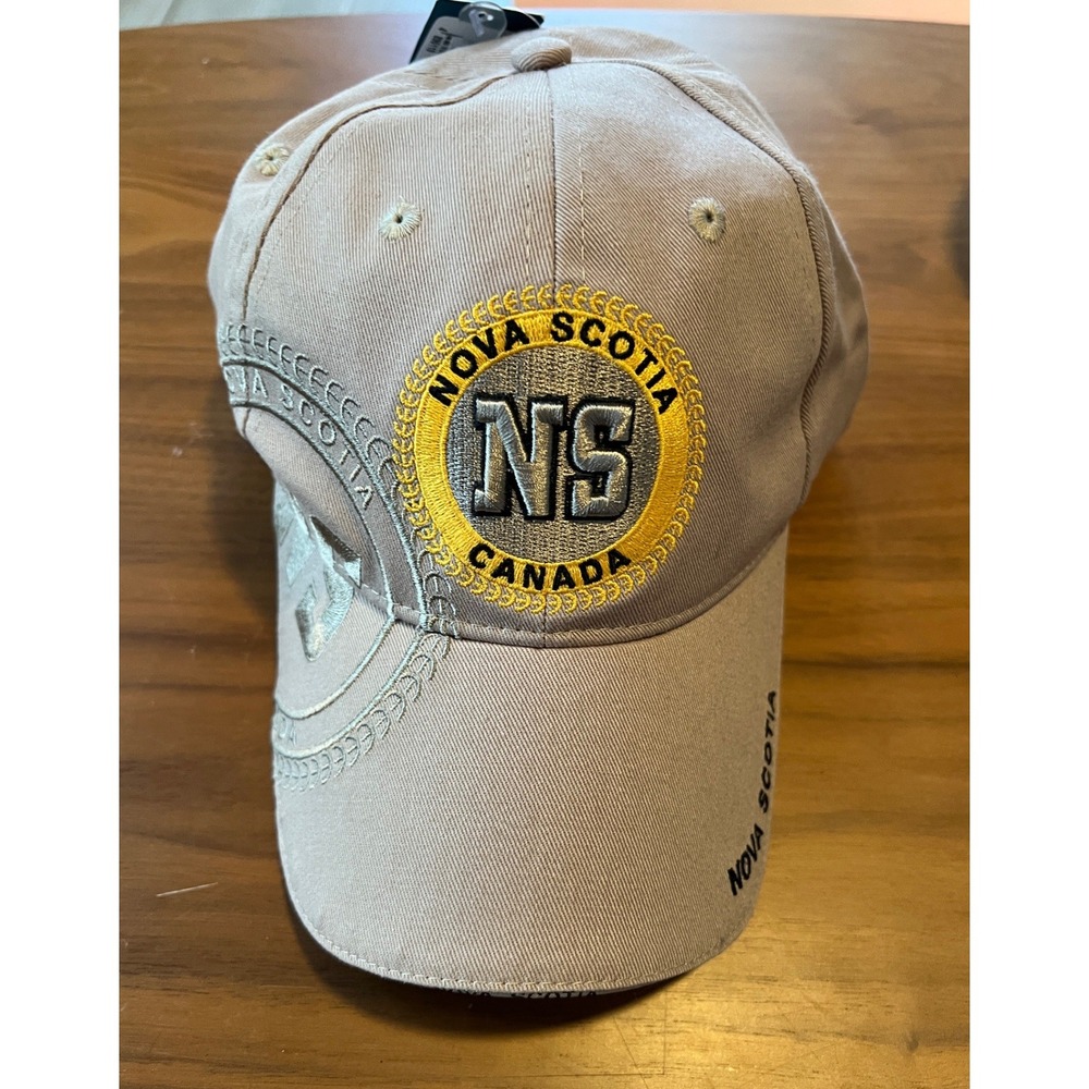 Nova Scotia Canada Hat Embroidered Tan Baseball Cap Adjustable NWT